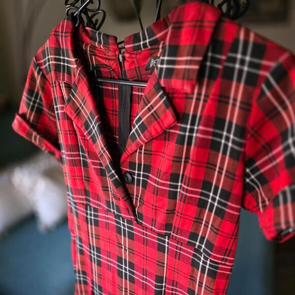 Vintage Betsey Johnson Red and Black Plaid Dress - Picture 5 of 8